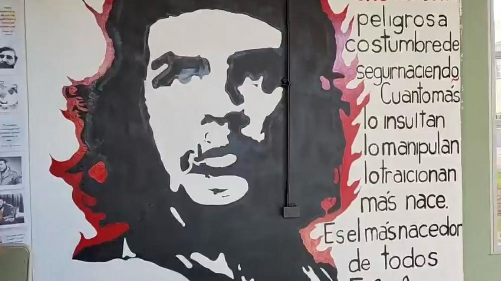 Restauraron el mural del Che Guevara en la sede Trelew tras el ataque vandálico