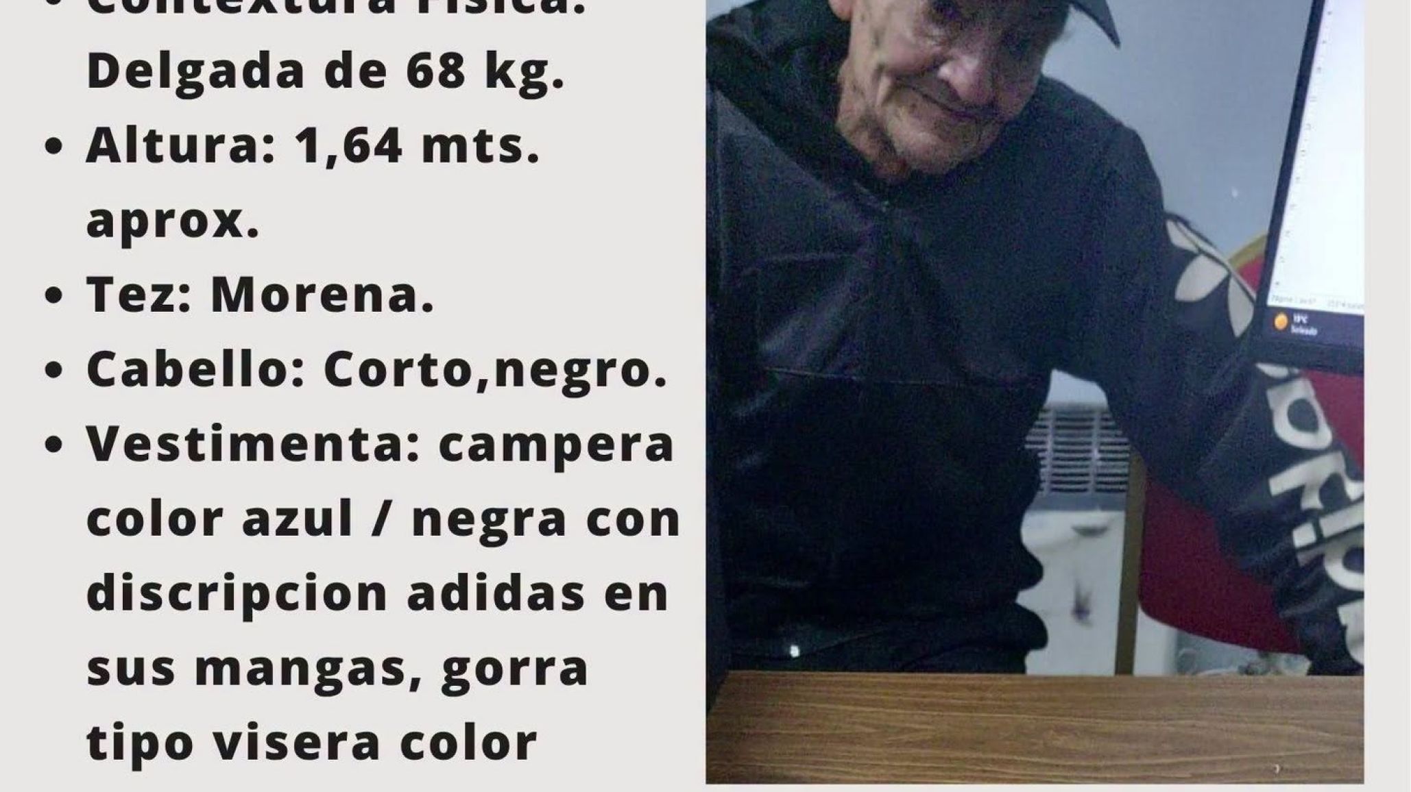 Buscan a Juan Carlos Cedrón, un hombre de 64 años, y piden colaboración para encontrarlo