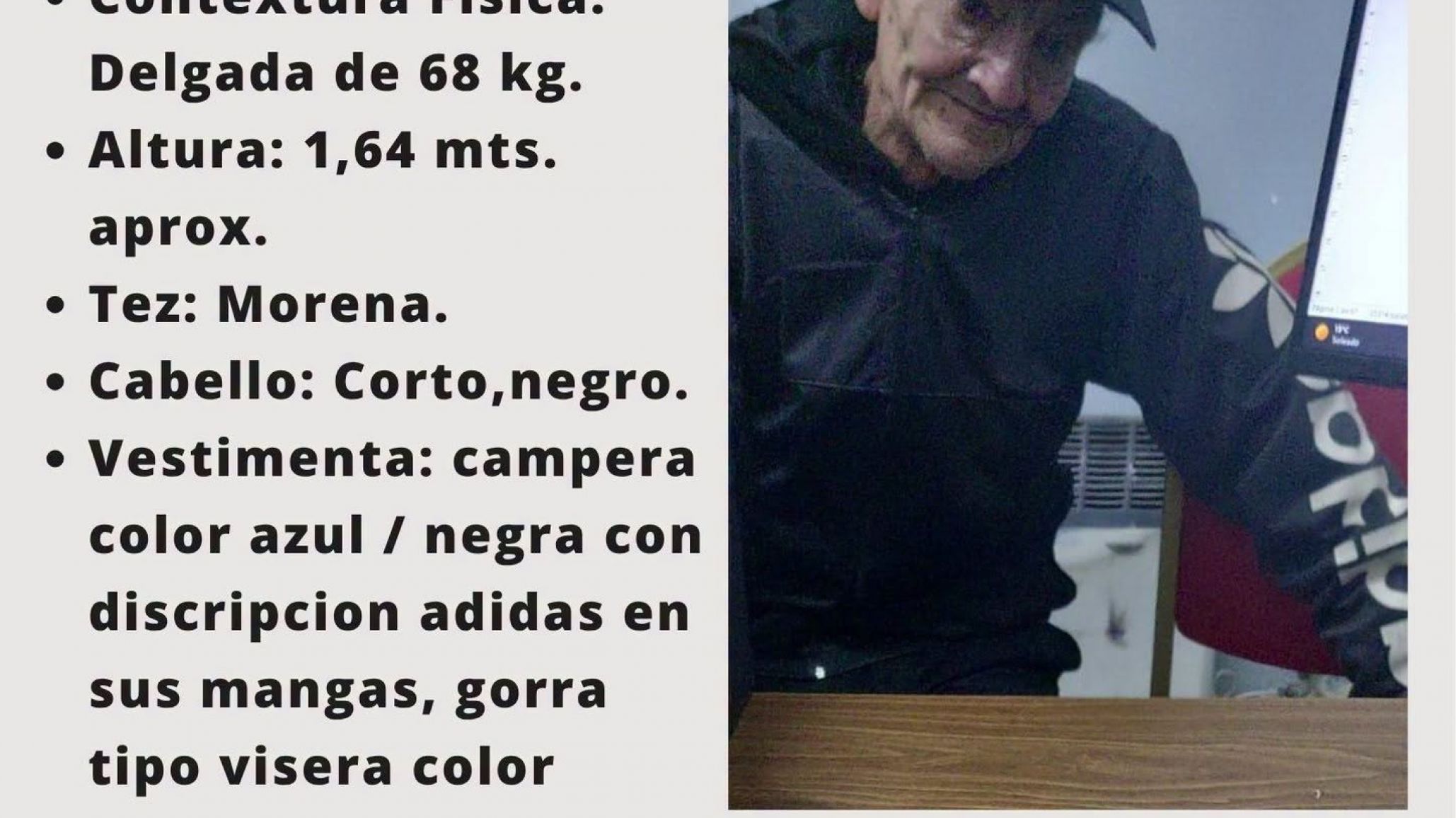 Buscan a Juan Carlos Cedrón, un hombre de 64 años, y piden colaboración para encontrarlo