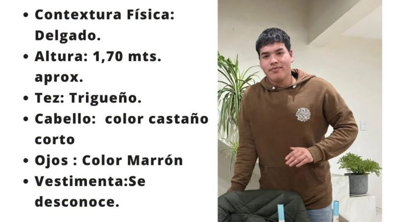 Comodoro: Buscan a Lautaro Córdoba, un joven de 19 años