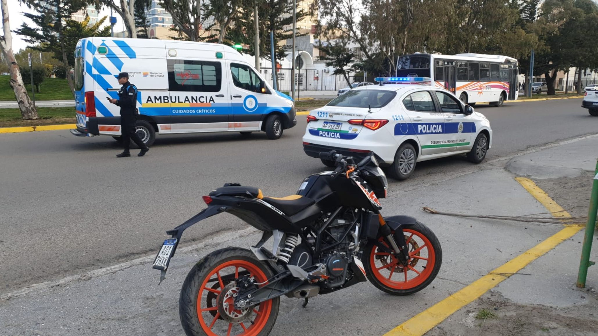 Un perro se cruzó sobre avenida Yrigoyen y provocó la caída de un motociclista