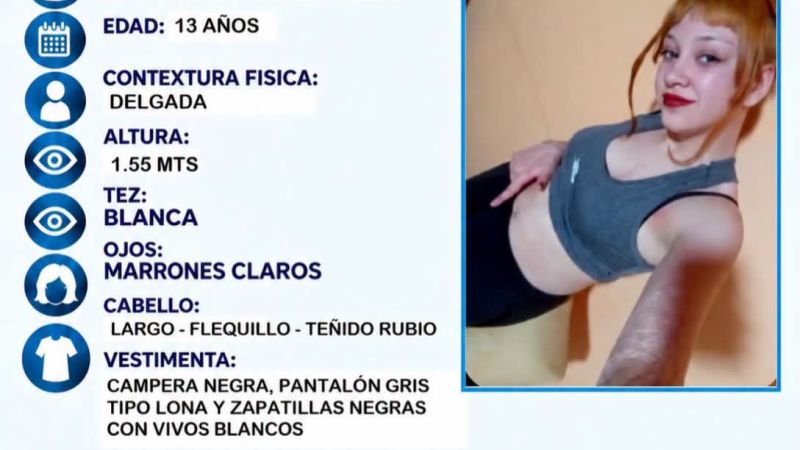 Buscan a una adolescente de 13 años desaparecida en Sarmiento