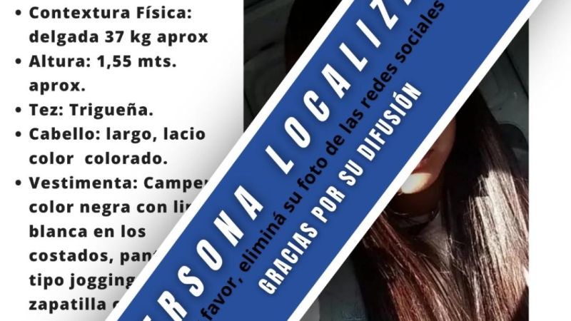 Comodoro Rivadavia: localizaron a la adolescente que era buscada y pidieron retirar su foto de las redes