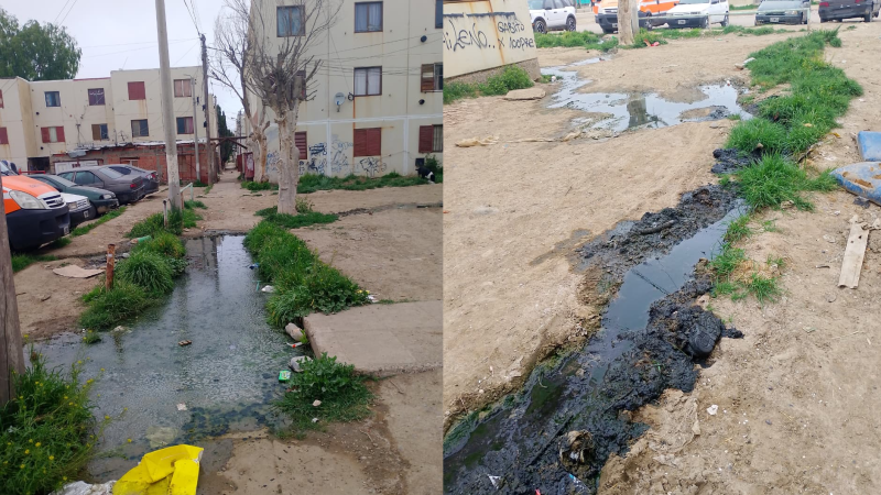 Comodoro: vecinos del barrio 30 de Octubre denuncian aguas servidas y basura junto a una canchita donde juegan niños
