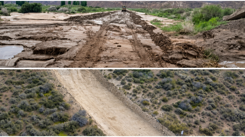 Las lluvias dejan caminos intransitables en Chubut: cerraron Punta Tombo, Punta Loma y sectores de Península Valdés