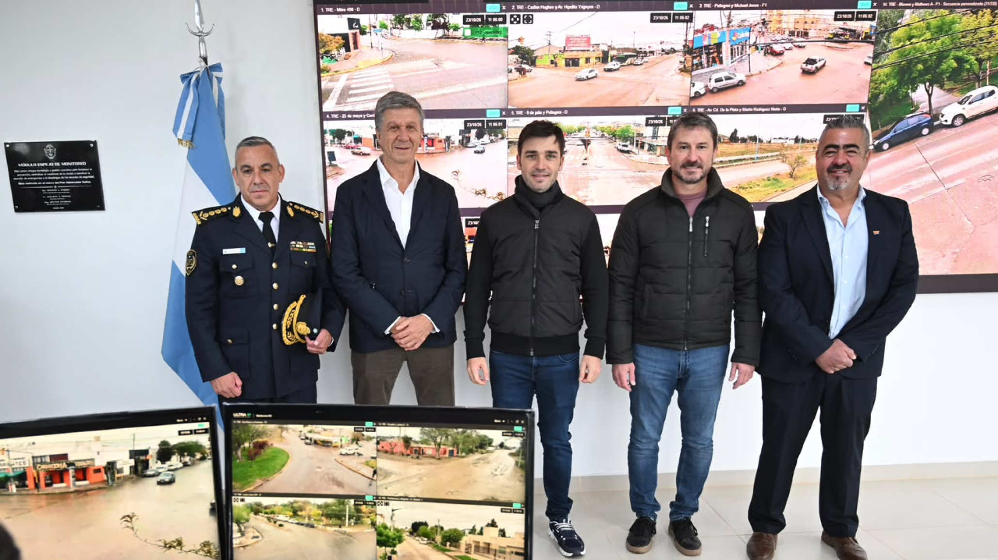 Torres puso en marcha en Trelew el sistema de videovigilancia más avanzado de la Patagonia, con inteligencia artificial, reconocimiento facial y detección de patente
