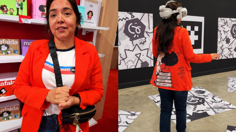 Viajó más de 2.000 kilómetros desde Comodoro para conocer la muestra de Mafalda y su historia se hizo viral