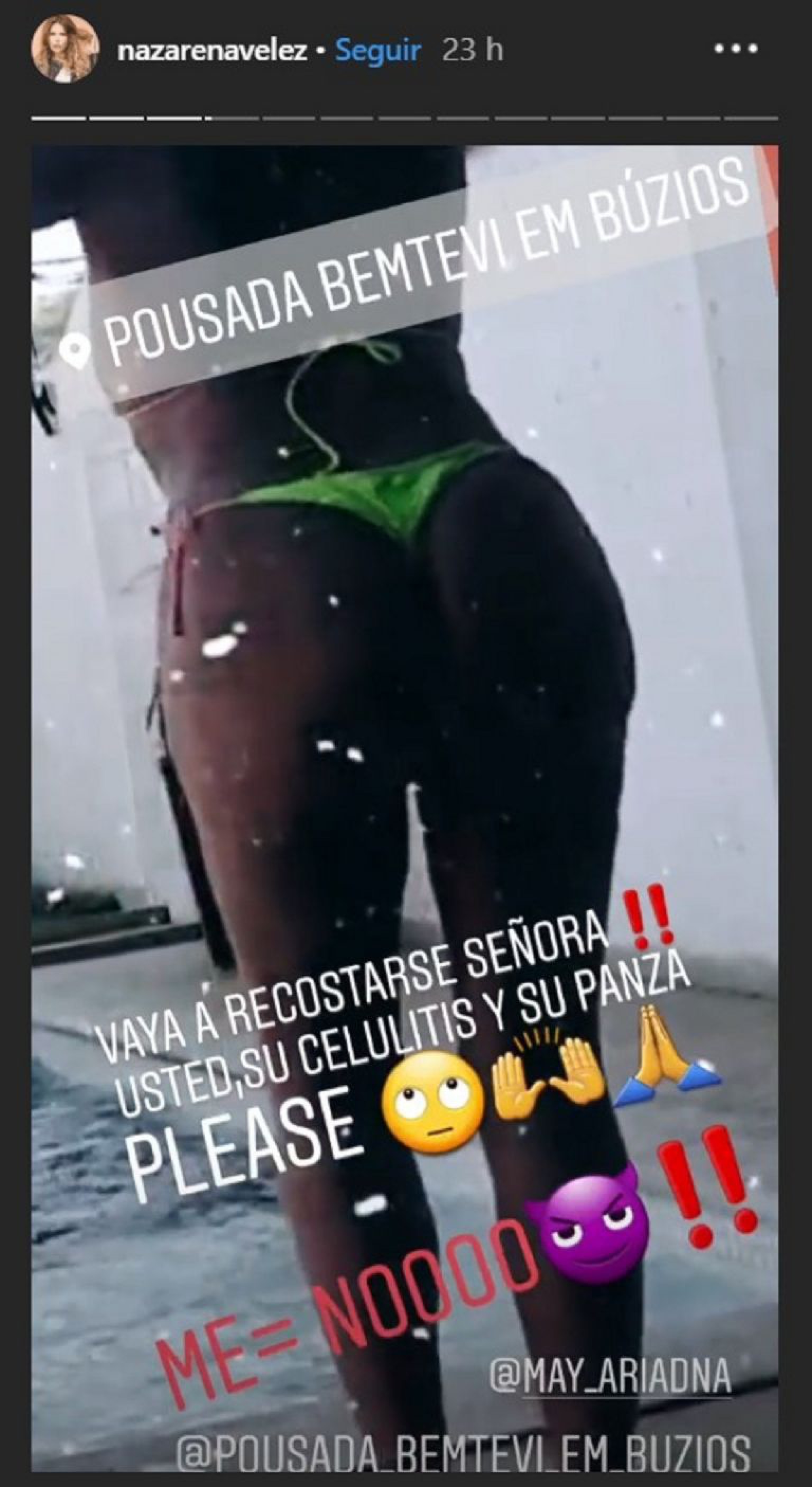 Nazarena Vélez bailó en bikini y de espaldas pero su hija la insultó: “Enferma de mierd