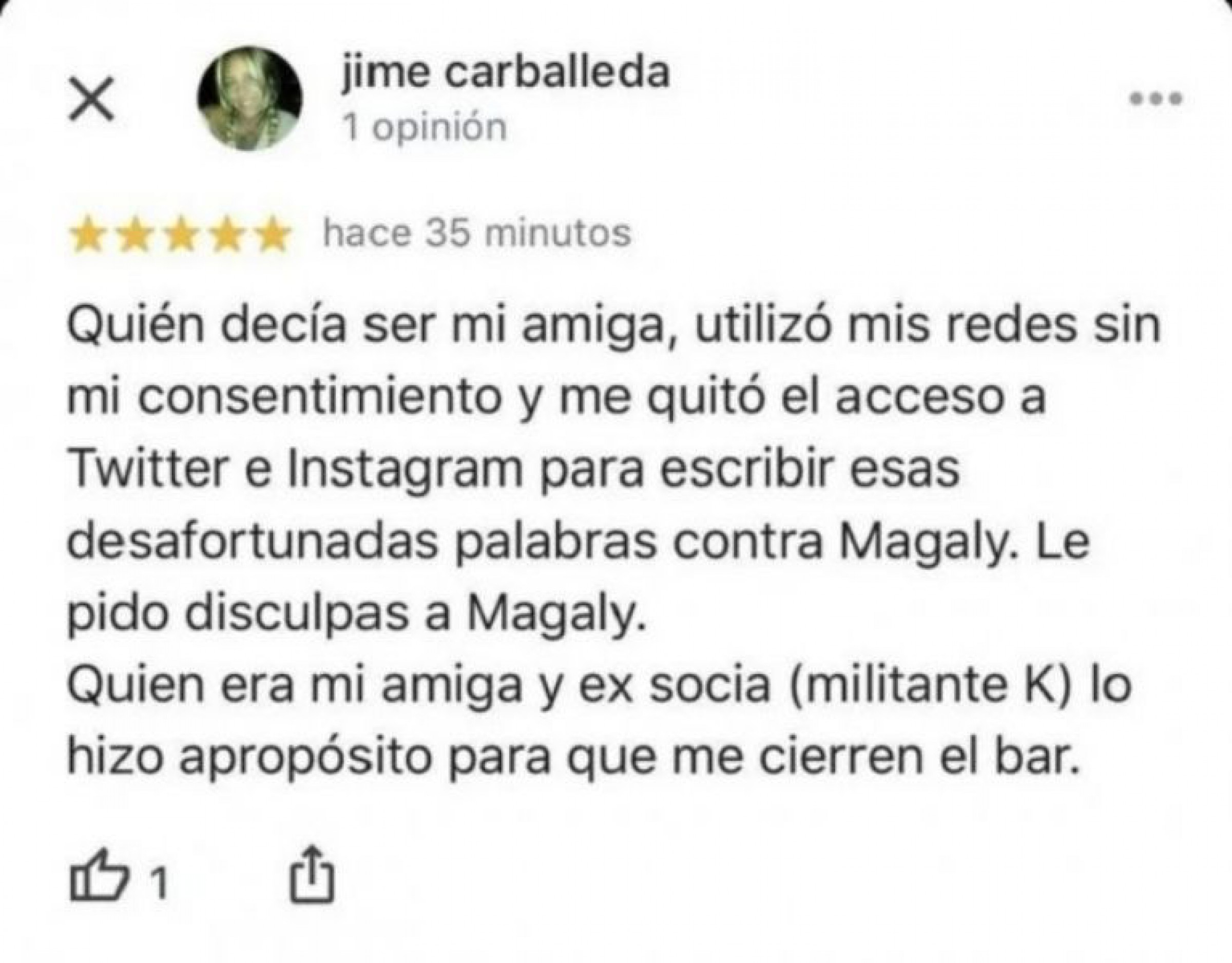 La anti k que escrachó a alguien por votar a Fernández dijo “una amiga utilizó mis redes”