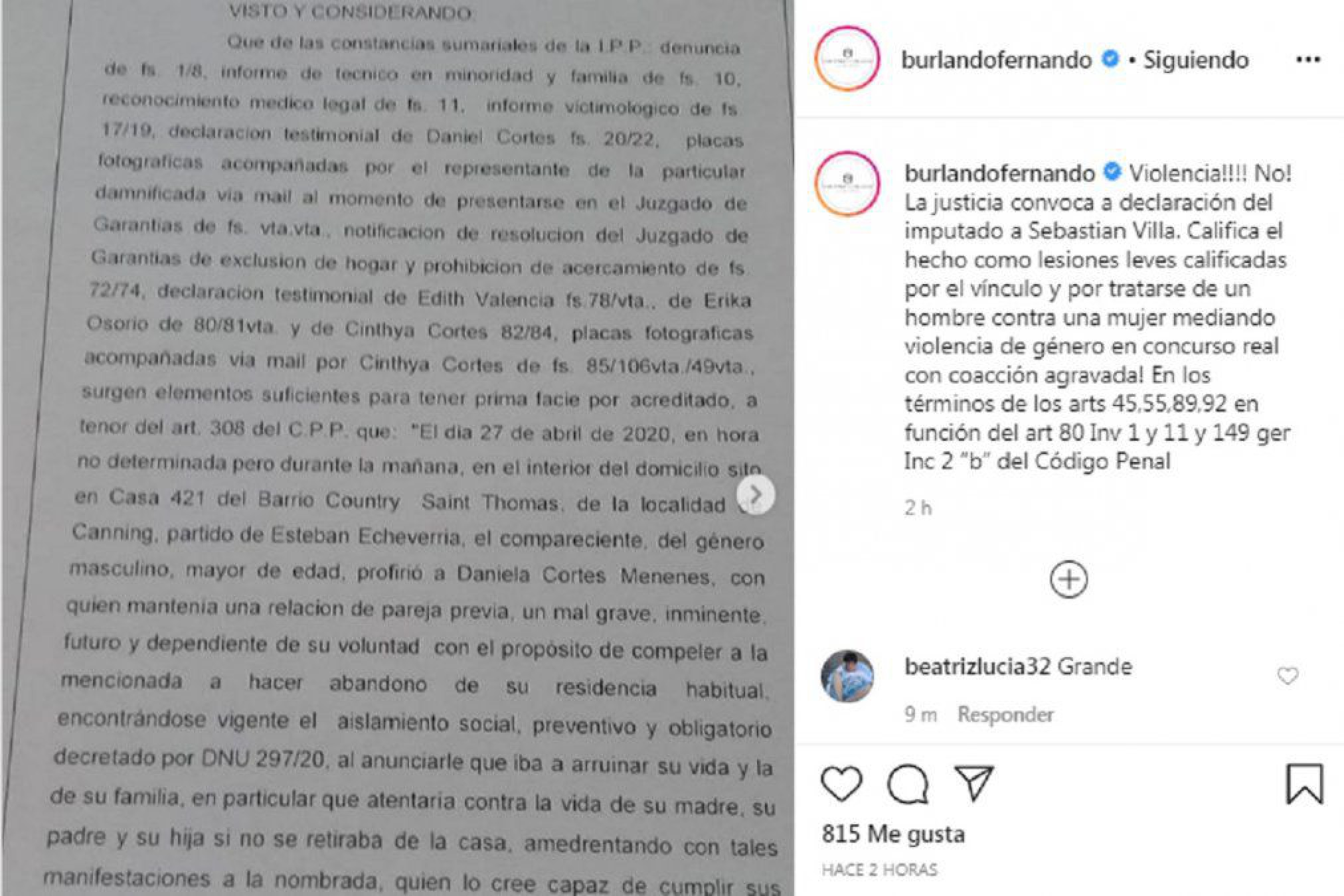 Violencia de género: Fernando Burlando logró un nuevo paso contra Sebastián Villa