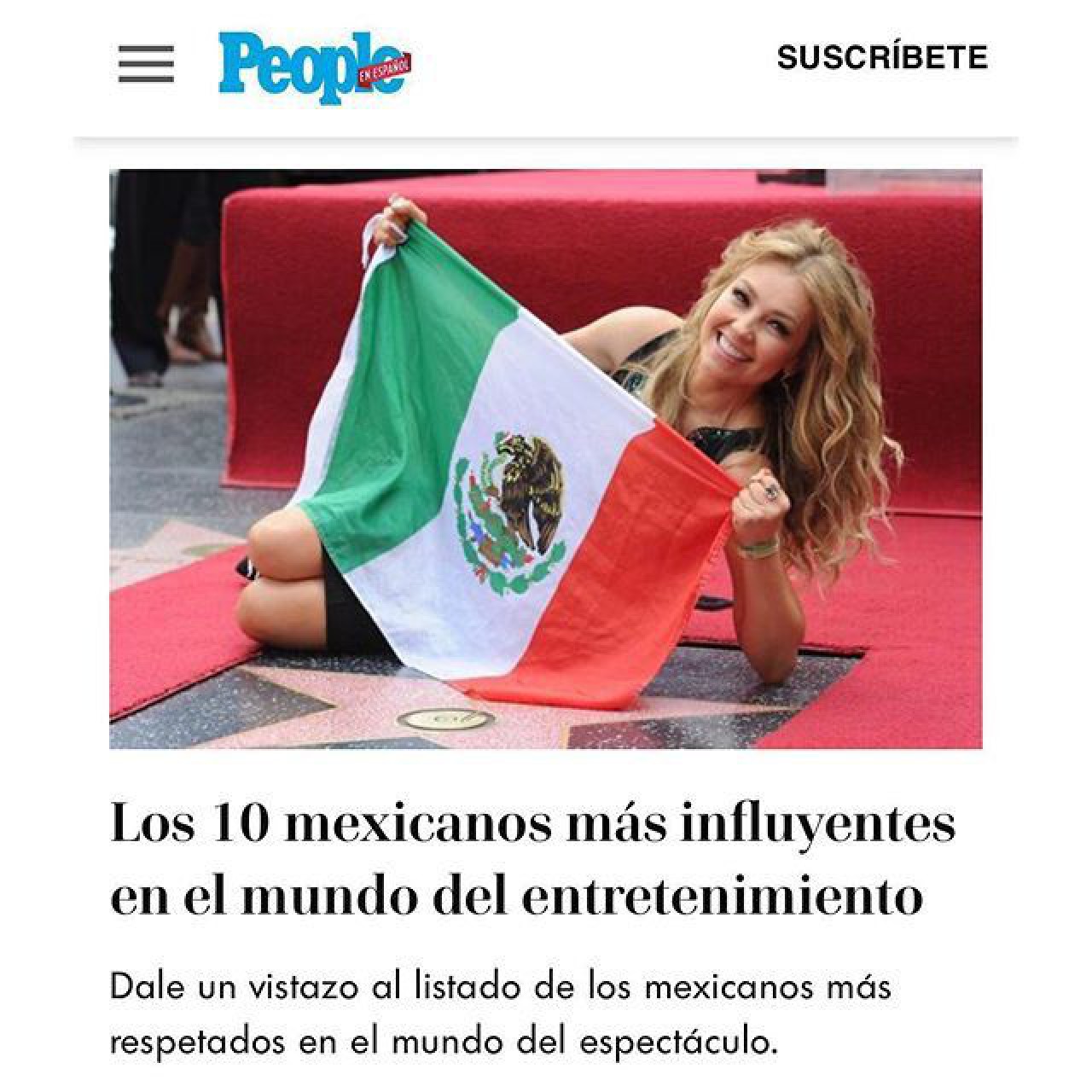 Thalía fue reconocida como una de los 10 Mexicanos más influyentes ¿En qué?
