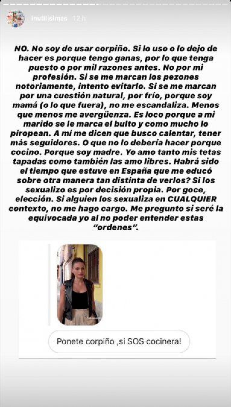 Criticaron a Tefi Russo por no usar corpiño y ella contestó: ”a mi marido se le marca el bulto”