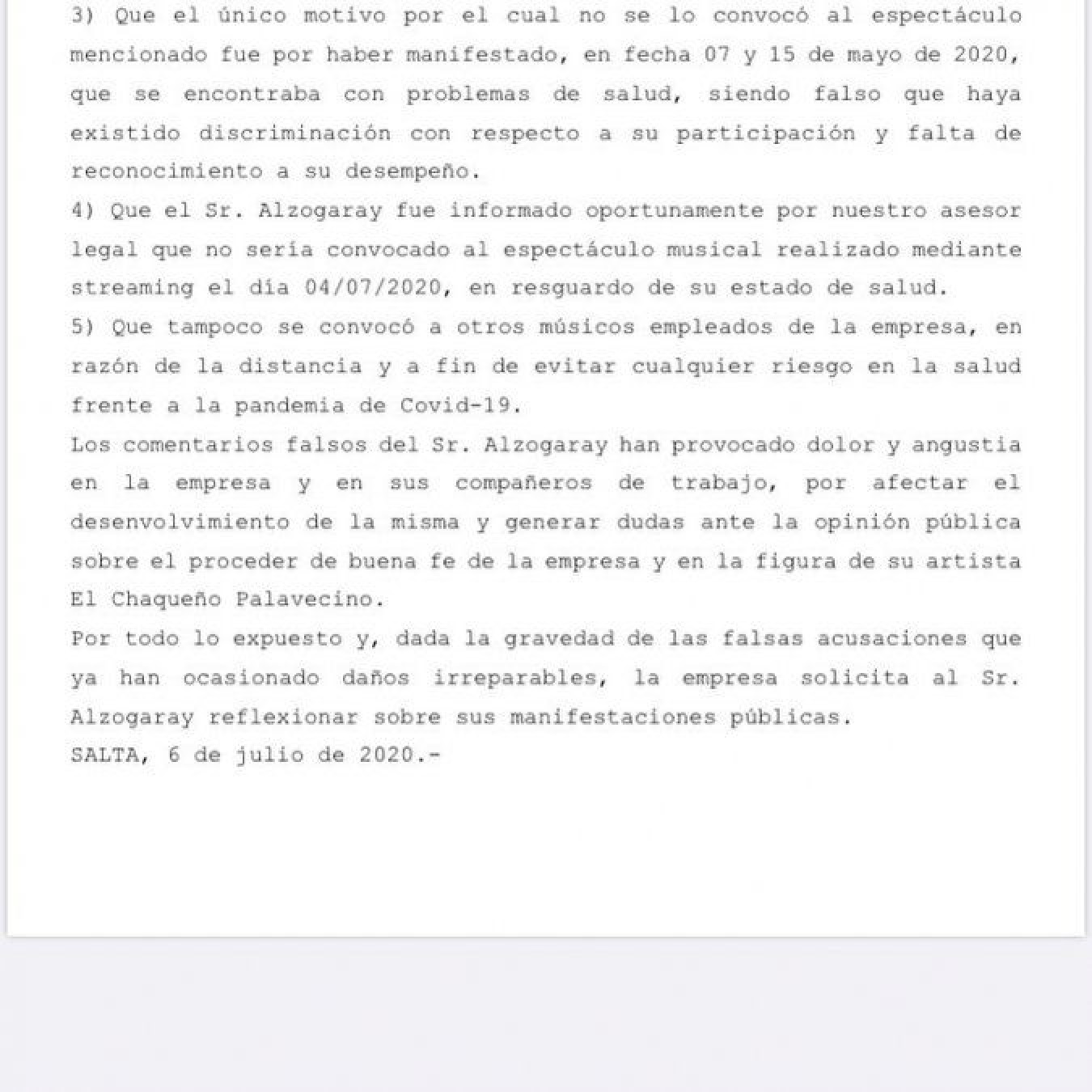 El Chaqueño Palavecino se defendió de las acusaciones: ”Los comentarios falsos del Sr. Alzogaray han provocado dolor”