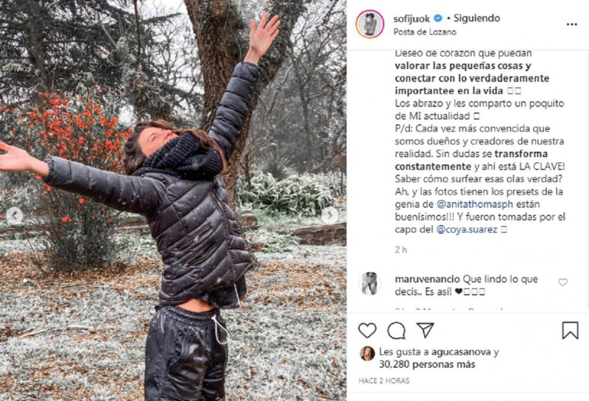 Jujuy Jiménez disfruta de la nevada en su provincia natal: “Sin dudas la magia existe”