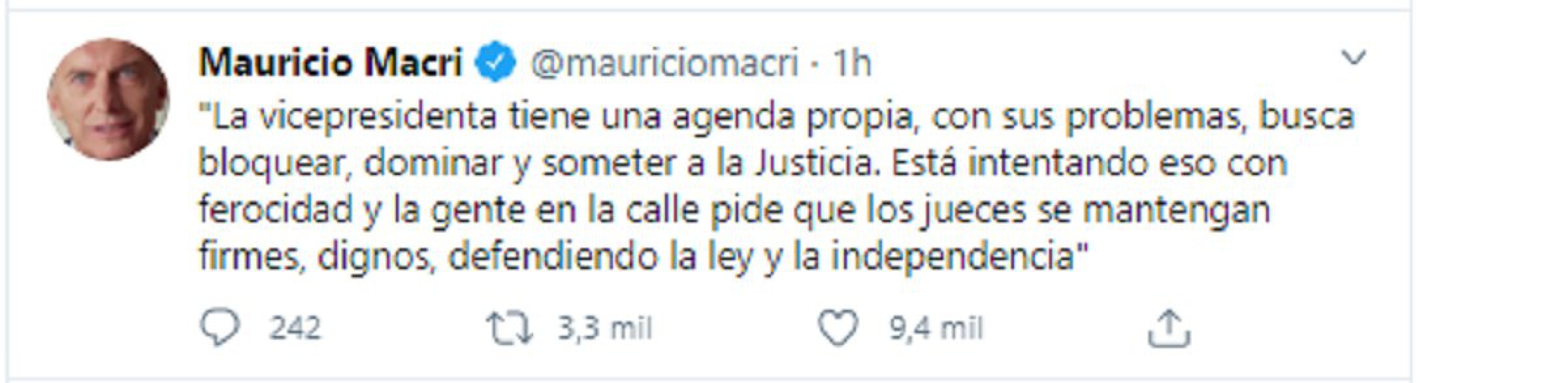 Mauricio Macri: “El Kirchnerismo volvió para atropellar la Justicia y a las Instituciones”