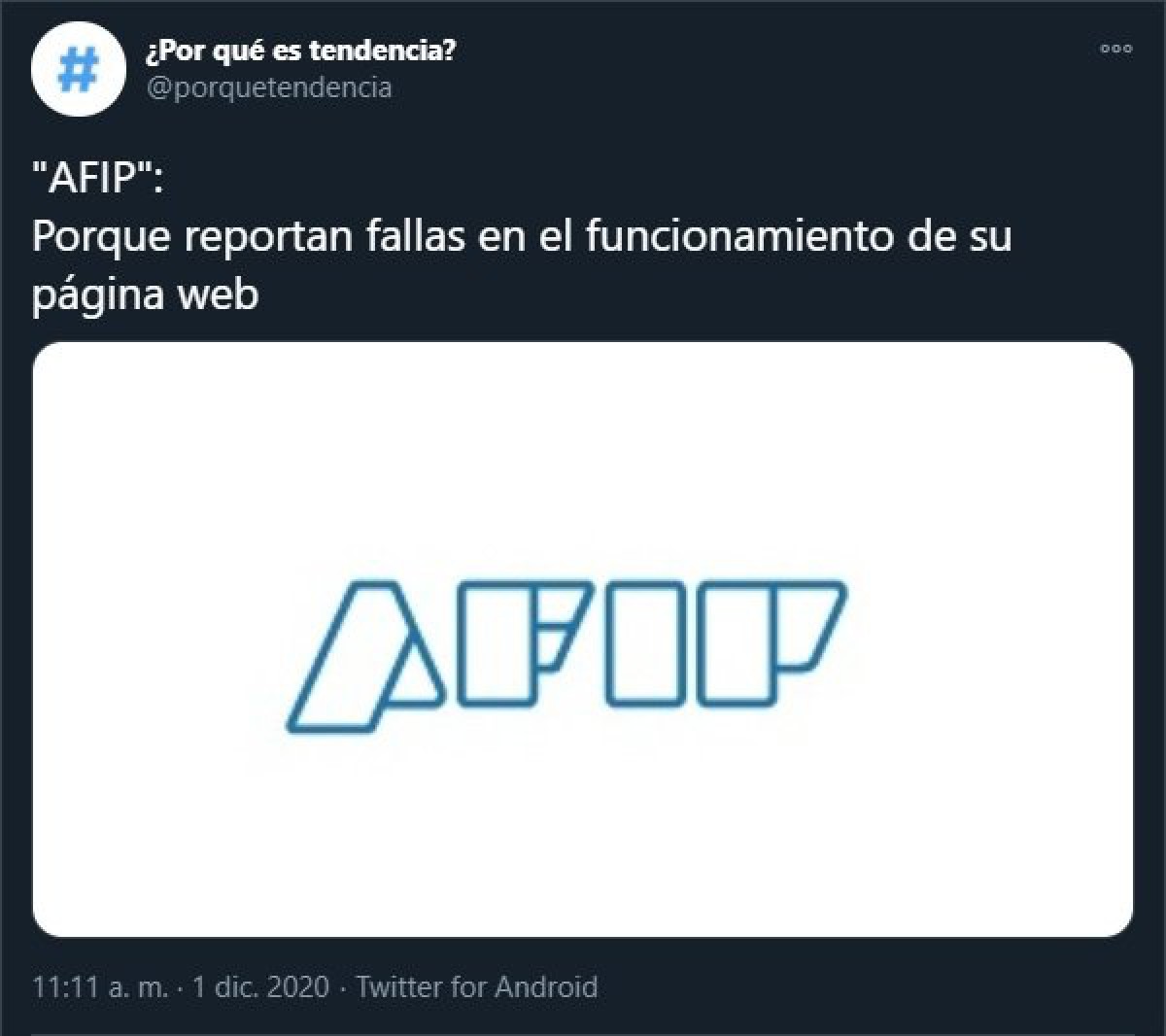 AFIP: Reportaron errores en su página web