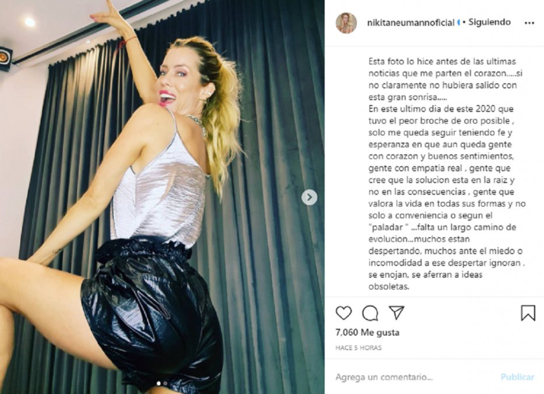 Nicole Neumann tras la legalización del aborto: “este 2020 tuvo el peor broche de oro posible”